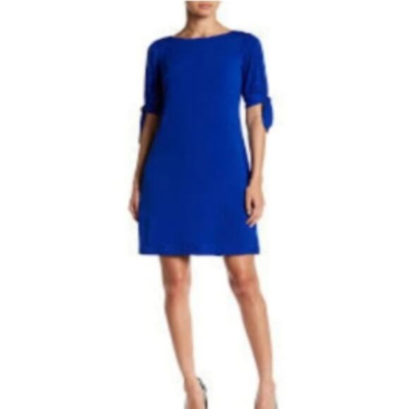 Eliza J Dresses & Skirts - Eliza J Blue Sheath Dress with Cuffed Short Sleeves